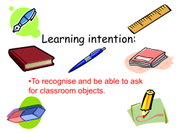 Learning intention:
