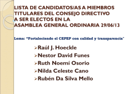 Lista de candidatos/as a miembros titulares del Consejo