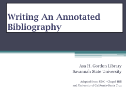 Writing an Annotated Bibliography Citation
