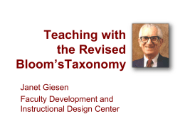 Teaching with the Revised Bloom’s Taxonomy