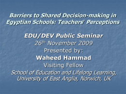 Barriers to Shared Decision-making in Egyptian Schools