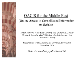 OACIS Partner Meeting - Yale University Library