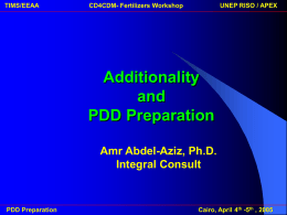Additionality and PPD preparation