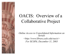OACIS Partner Meeting - Yale University Library