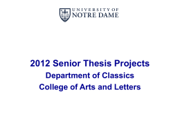 2011 Senior Thesis Projects - Classics Club of Notre Dame
