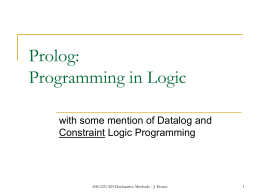 Prolog: Programming in Logic