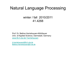 Natural Language Processing winter / fall 2010/2011 41.4268