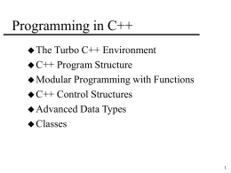 Programming in C++ - West Virginia University