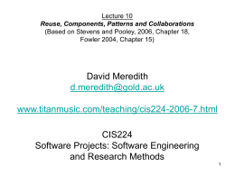 CIS224 Software Projects: Software Engineering and