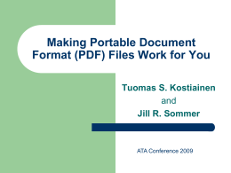Making Portable Document Format (PDF) Files Work for …