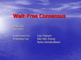Wait-Free Consensus - University of Calgary