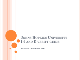 Johns Hopkins University I-9 and E