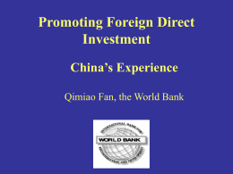 FDI and Investment Promotion
