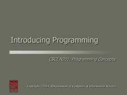 Introducing Programming - Computer & Information …