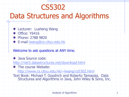Analysis of Algorithms - CityUCS