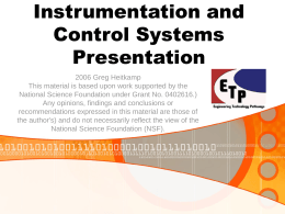 Instrumentation and Control Systems - ETP