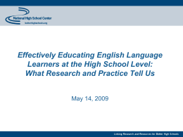 English language learner - National High School Center