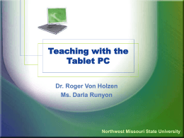Teaching with the Tablet PC - Northwest Missouri State