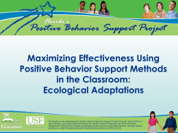 Maximizing Effectiveness Using Positive Behavior Support