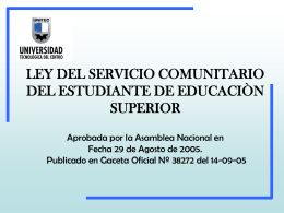 LEY DEL SERVICIO COMUNITARIO DEL ESTUDIANTE DE …