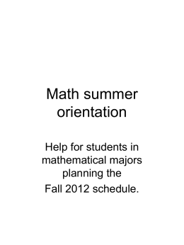 Math summer orientation