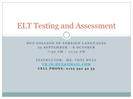 ELT Testing and Assessment
