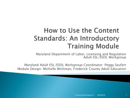ESOL Content Standards - Welcome to the Maryland