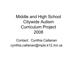 Middle and High School Citywide Autism Curriculum …