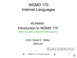 WDMD 170 Internet Languages - University of Wisconsin