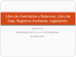 Libro de Inventarios y Balances. Libro de Caja, Registros