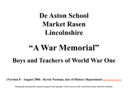 De Aston War Memorial - RootsWeb