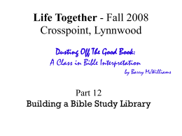 Building a Bible Study Library