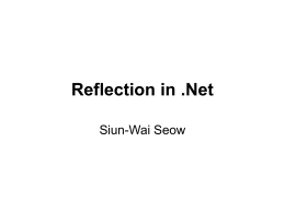 Reflection in .Net - Department Of Computer Science
