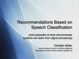 Recommendations Based on Speech Classification