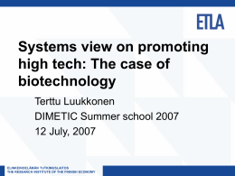 Systems view on promoting high tech: The case of …