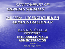 DEPARTAMENTO DE: CIENCIAS SOCIALES CARRERA: …
