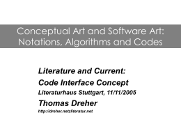 Konzeptuelle Kunst und Software Art: Notationen