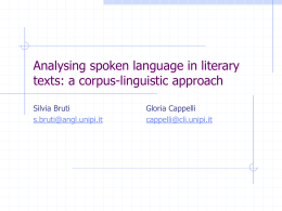 Analysing spoken language in literary texts: a corpus
