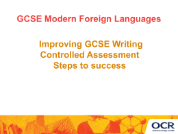 OCR GCSE Modern Foreign Languages 'Improving GCSE …