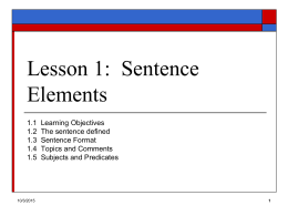 Sentence Elements - Valencia College