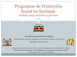 Social Protection Programs in Suriname Measures to …
