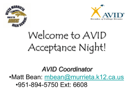 Welcome to AVID Acceptance Night!