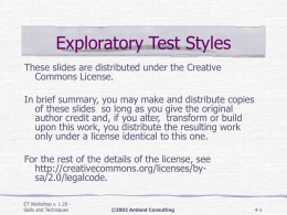 Styles of Exploration Outline