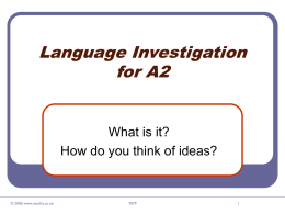 Language Investigation for A2