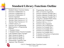 CS1313 Standard Library Functions Lesson