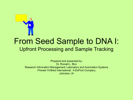 Sample Tracking - Seed Science Center: Iowa State …