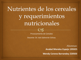 Nutrientes de los cereales y requerimientos nutricionales