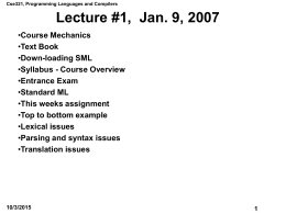 Lecture #1, Sept. 30, 1996 - TheCAT