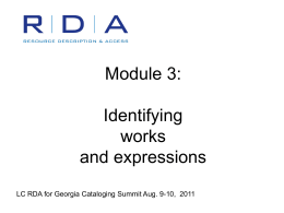 PowerPoint Presentation - RDA Test at LC Module 3: …
