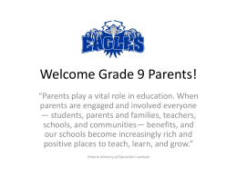 Welcome Grade 9 Parents!